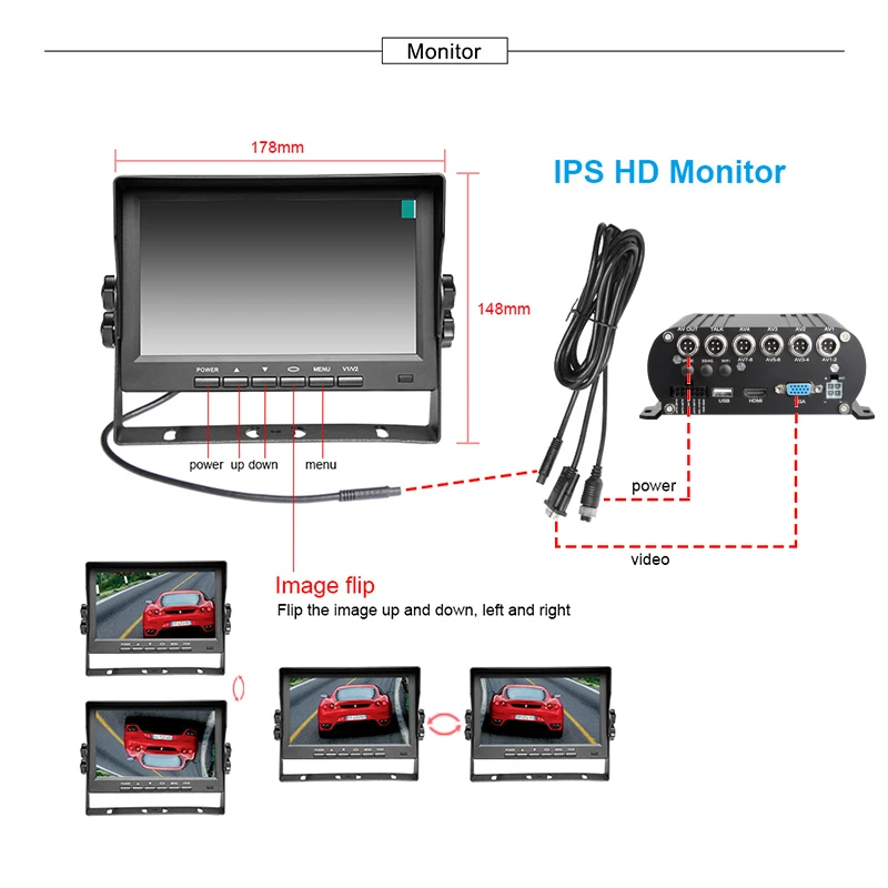 4 sztuk wodoodporna Reverseing samochód z powrotem kamera + HDD Wifi H.264 4CH samochodów ruchomych Dvr + 7 Cal ekran samochodowy monitor darmowa wysyłka