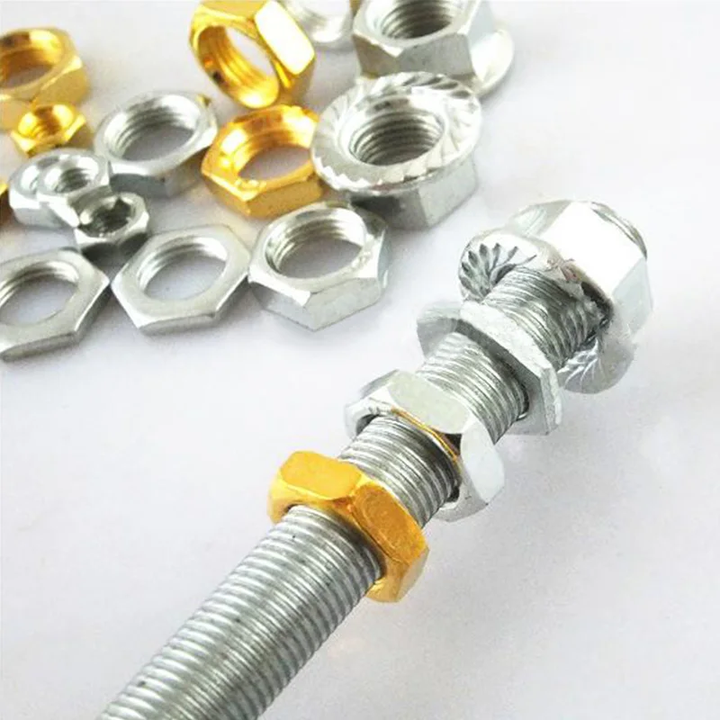 

20pcs Common M5 M6 M8 M10 M12 1.0mm Thread Hexagon Nuts, Gold and chrome color