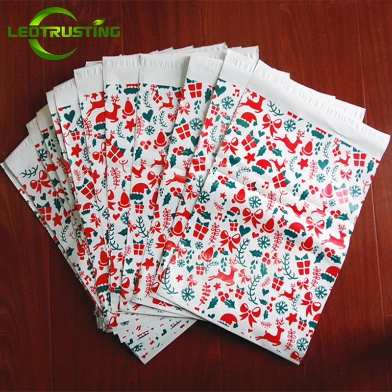 Leotrusting Thick Creative Christmas Poly Mailer Adhesive Envelopes Bags Bolsa Mailing Gift Packaging Bags X-mas present Pouches