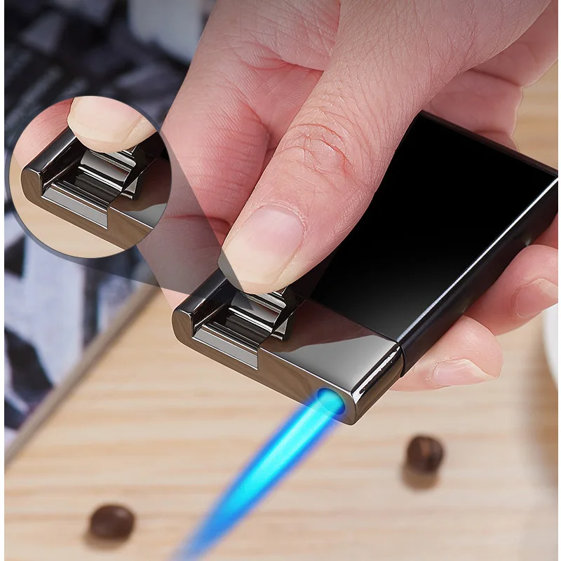 Fashion Machinery Lever Design Metal Torch Gas Lighters Straight Windproof Cigarette Lighter Inflatable Gas Butane Fire Gift