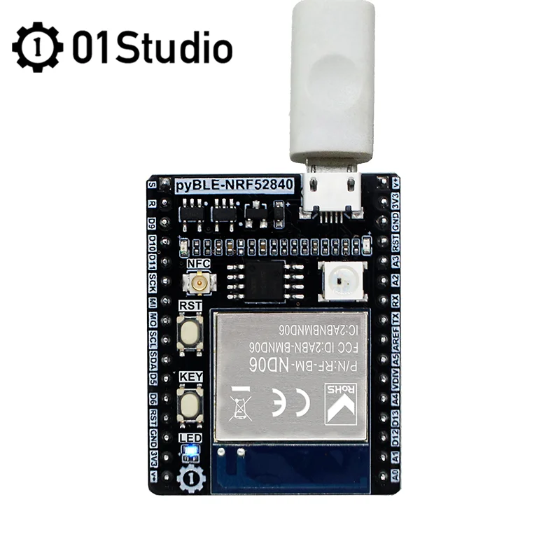 01Studio pyBLE - NRF52840 Bluetooth Module Development Demo Board  Low Power  BLE MicroPython circuitpython IOT Wireless