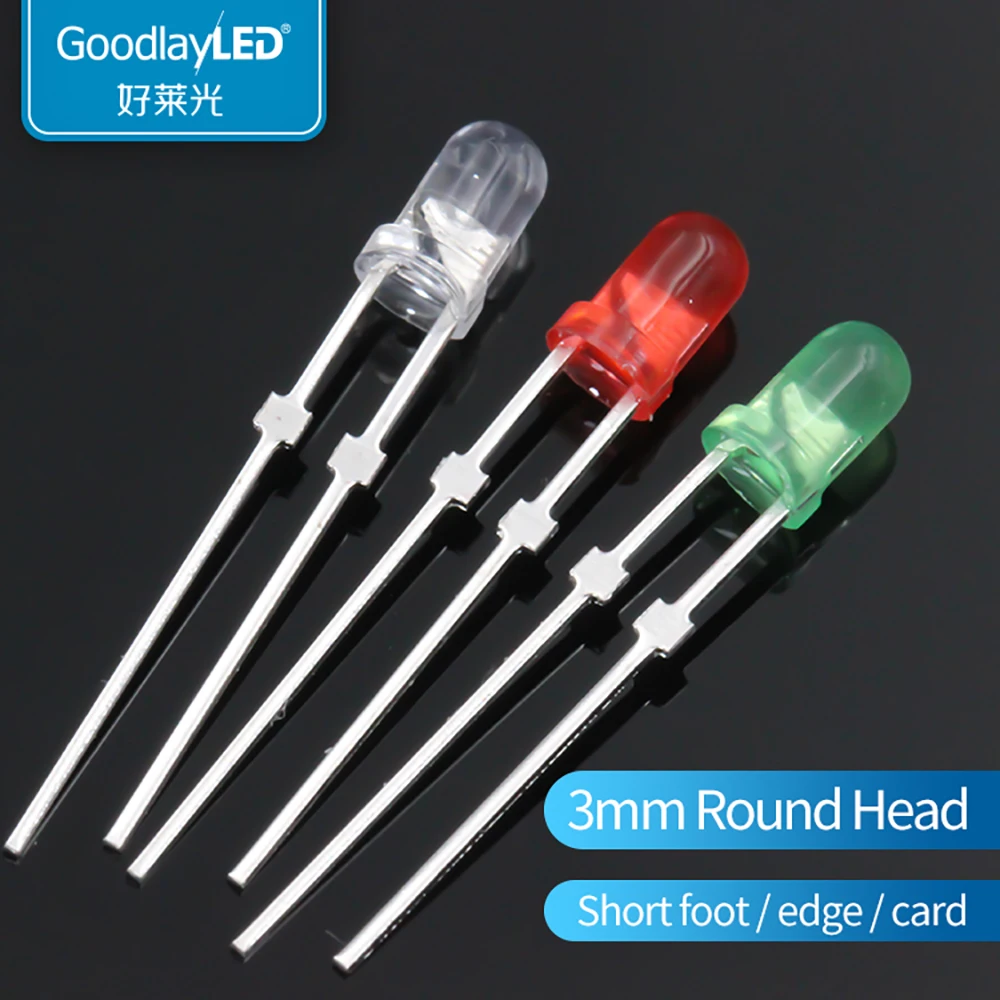 1000pcs 3 mm round head upright lamp bead