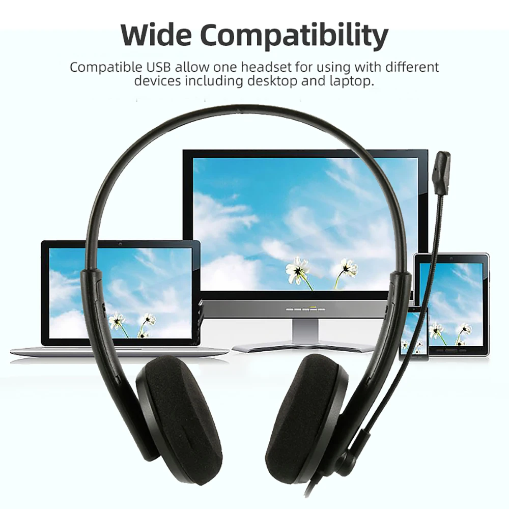 سلك USB سماعة رأس لمركز الاتصال مع إلغاء الضوضاء 360 درجة تدوير هيئة التصنيع العسكري الأعمال نقل يدوي سماعة لأجهزة الكمبيوتر مكتب المنزل