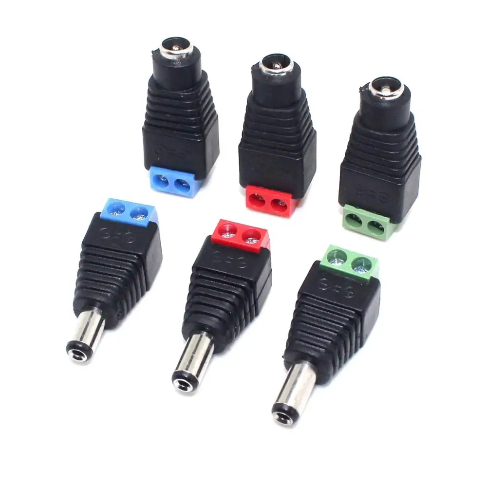 10 Pcs 12V 5.5 x 2.1mm DC Power Male / Female Jack Plug Adapter Connector for CCTV single color LED Light