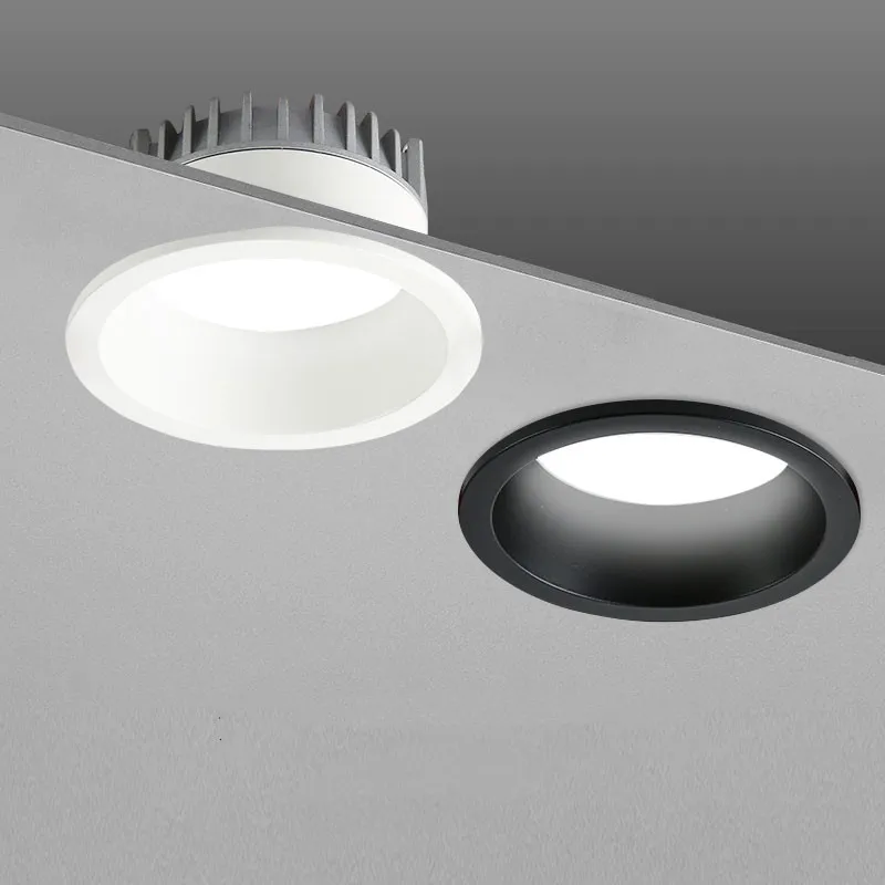 Recesso anti-reflexo levou cob downlight 18w 24w regulável 85-265v lâmpada do teto luz do ponto 12w 15w iluminação do quarto sala de estar em casa