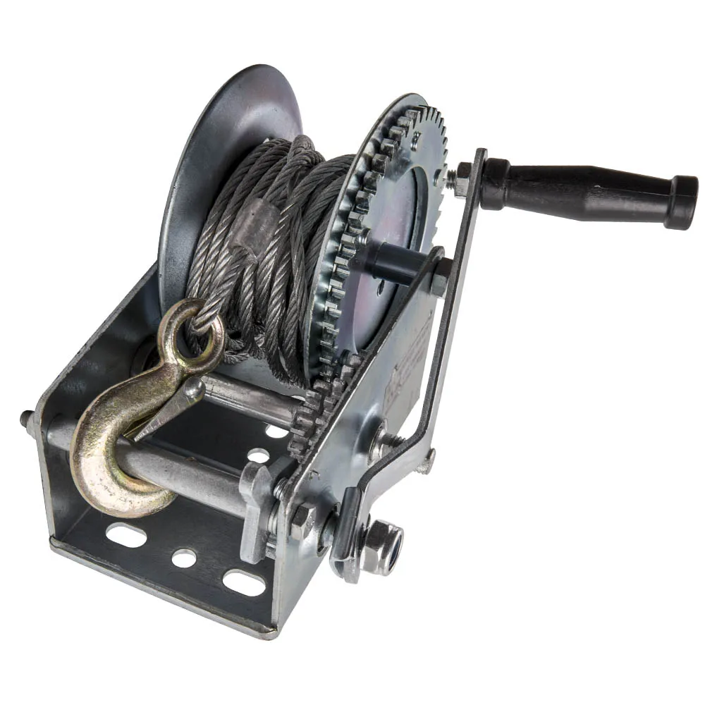 3500 lbs Dual Gear Hand Winch Hand Crank Manual Boat FOR ATV RV Trailer w/33ft Cable