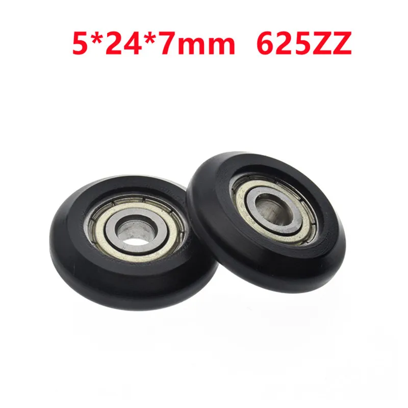 20pcs/100pcs 5*24*7mm 625ZZ Bearing Plastic Coated Plastic Pulley POM Shell Spherical Radian Radius 3D Printer Guide Wheel