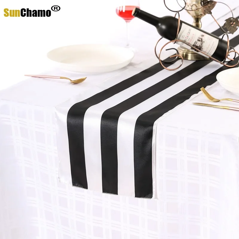 Long Table Runners Soft Chemin De Table Stripe Table Flags Tafelloper Camino De Mesa for Birthday Party Wedding Decoration