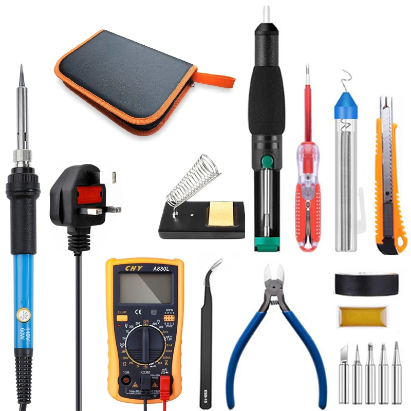 Temperature Electric Soldering Iron Kit 110V 220V 60W Soldering Iron kit With Multimeter Desoldeirng Pump Welding Tool