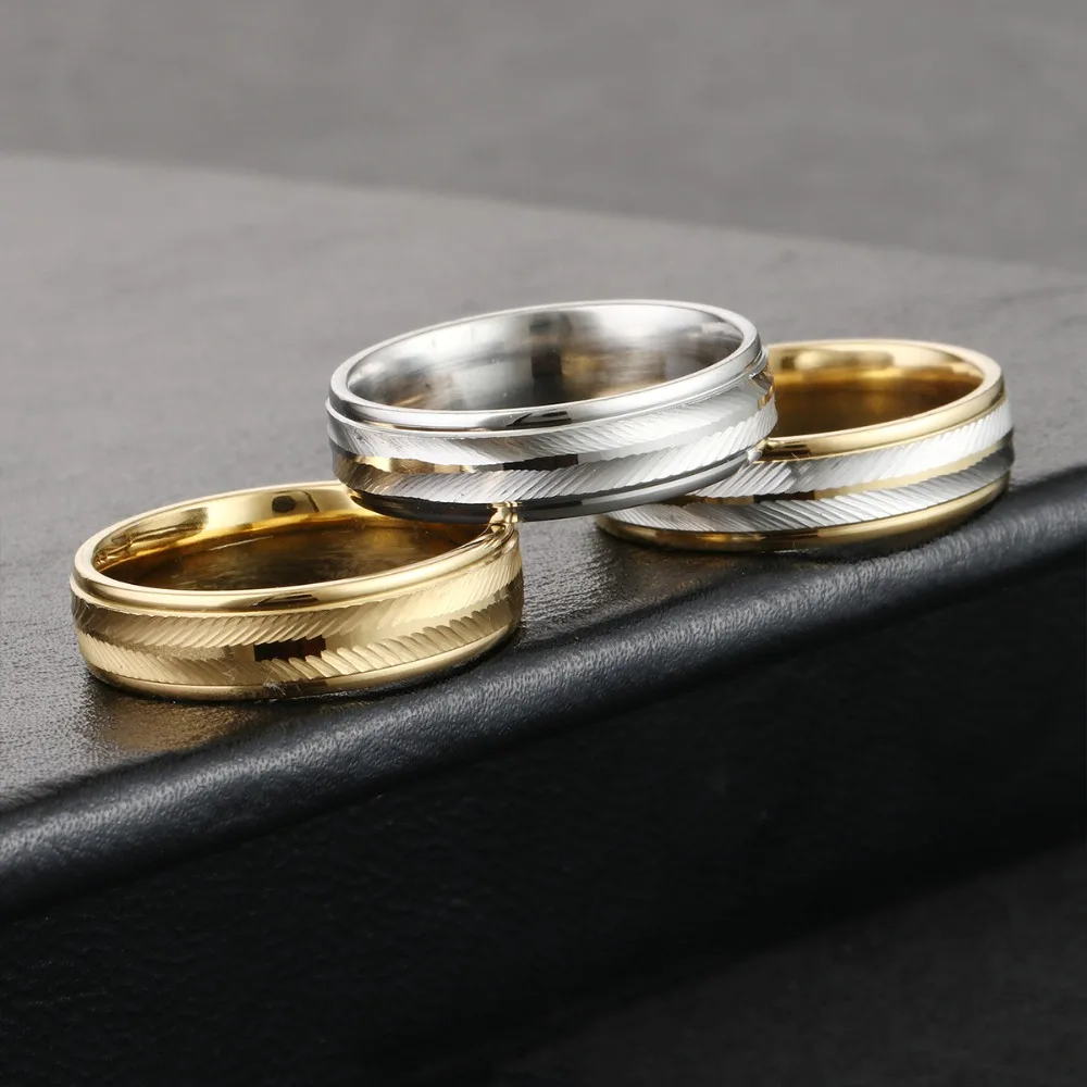 Herren 6mm geschnitzte Edelstahlringe Silber Farbe Fingerring Verlobung Eheringe Paar Liebhaber Schmuck Größe 6,5-11,5 – Detail 3