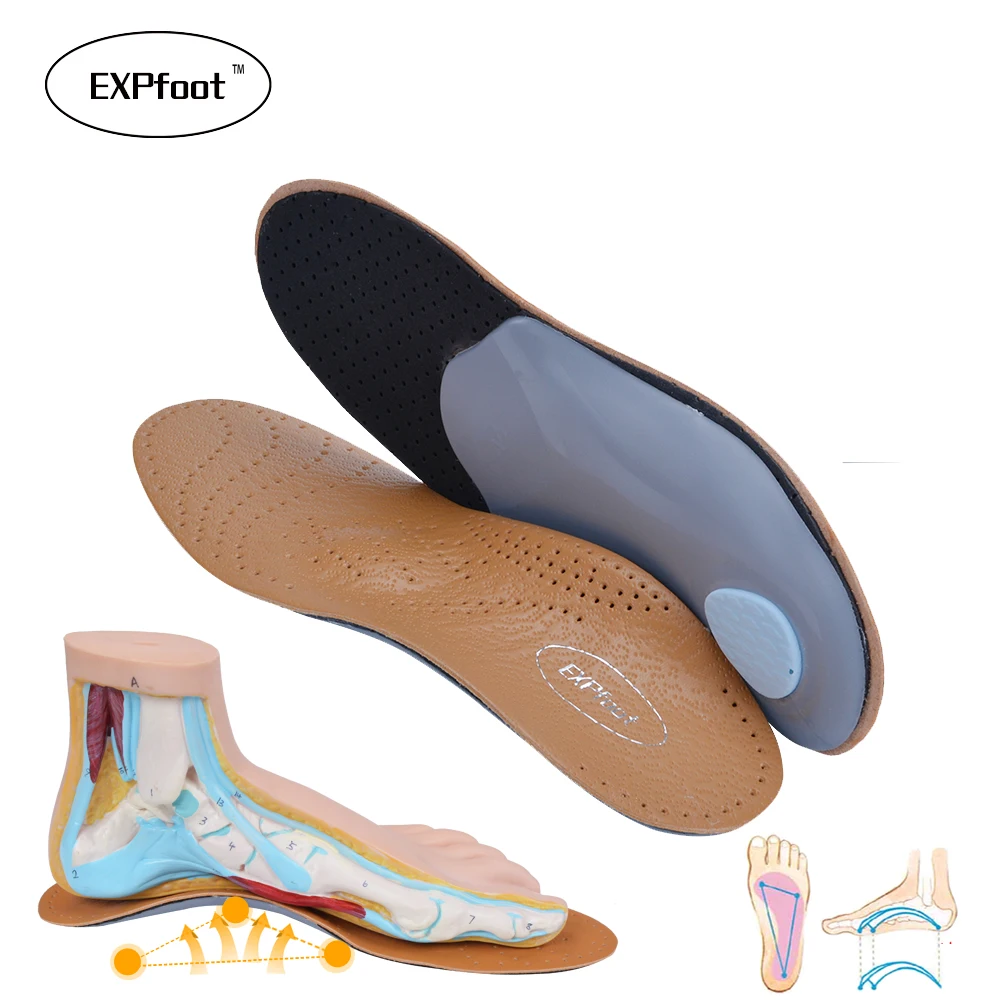 3D Premium Healthy หนัง orthotic พื้นรองเท้า Flatfoot Arch สูงสนับสนุน orthopedic Insole Insoles ผู้ชายผู้หญิงรองเท้า