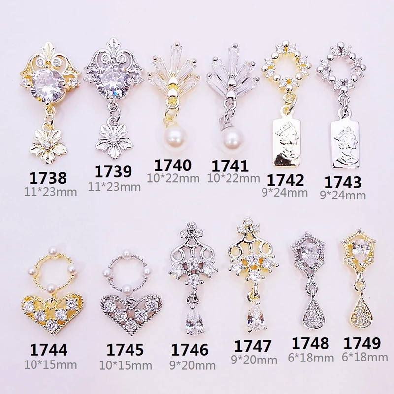 

5PCS/Set Of 3D French Style Light Luxury Fashion Style Rhinestone Pearl Alloy Jewelry Ladies Daily Wear Nail Jewelry