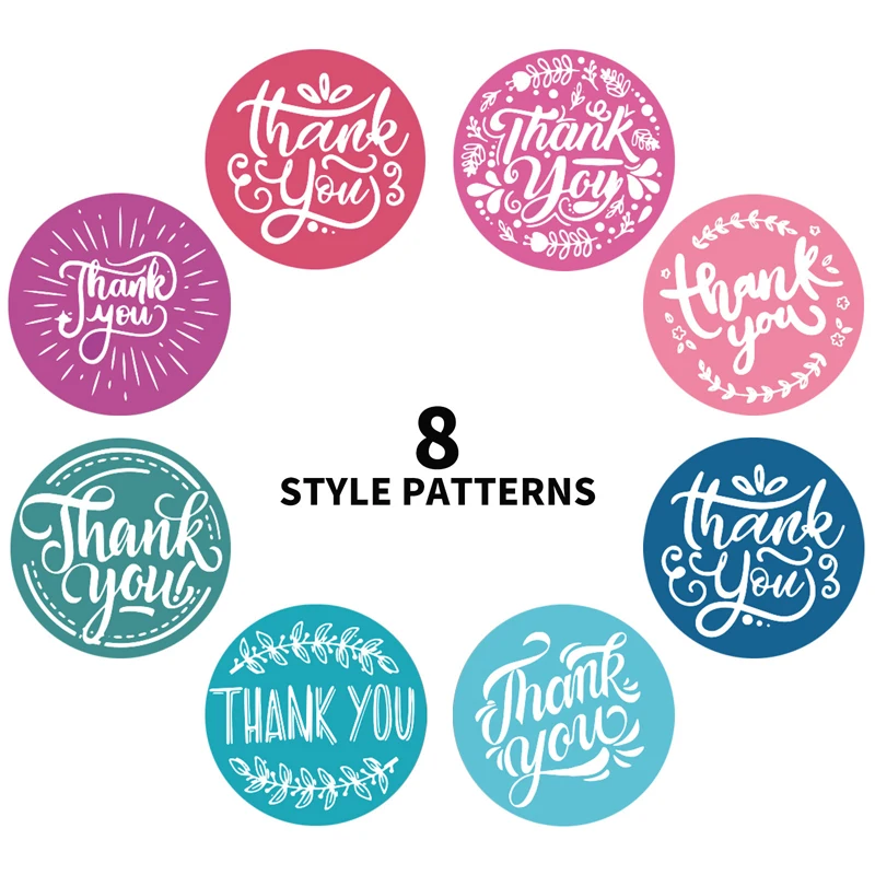 8styles Thank You Sticker for Seal Labels Round Floral Multi Color Labels Sticker handmade offer Stationery Sticker