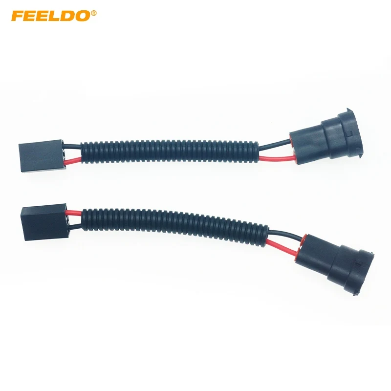 FEELDO 2pcs  Auto Headlight Lamp Wiring Socket Adapter H8/H9/H11-11 To H7-21 Connector Plug Car Light Wire Cable #CA6673