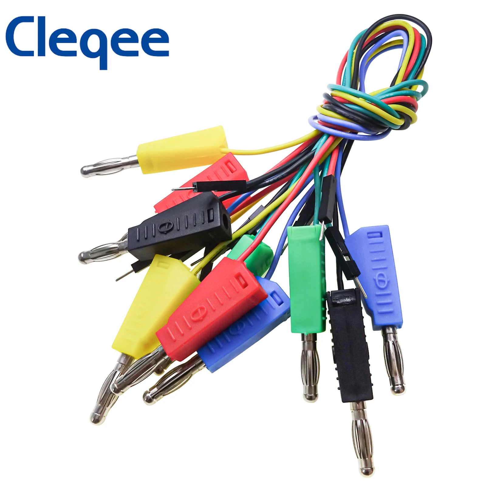 Cleqee P1532 10PC Jumper Wires Male to 4mm Stackable Banana Plug Silicone Dupont Cable Electronic DIY Kit for Arduino Breadboard