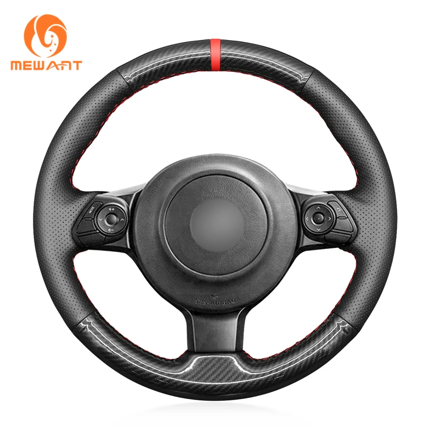 

MEWANT Black PU Carbon Fiber Hand Sew Steering Wheel Cover for Toyota GT86 2016-2020 GR86 2022-2023 Subaru BRZ 2016-2021 2022