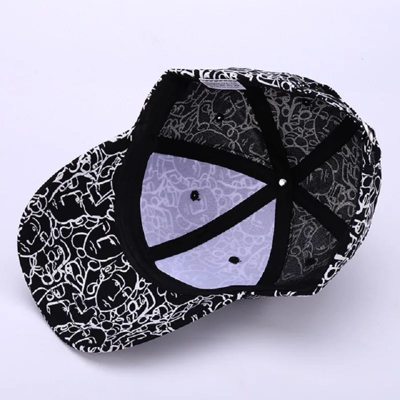 New Spring Men'S  Women'S for Baseball Cap with Graffiti Letters Pattern Adjustable Curved Brim Snapback Hat