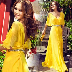 Longo amarelo novo vestido de festa de verão vestido de festa 2018 chiffon vestido de formatura mãe dos vestidos de noiva