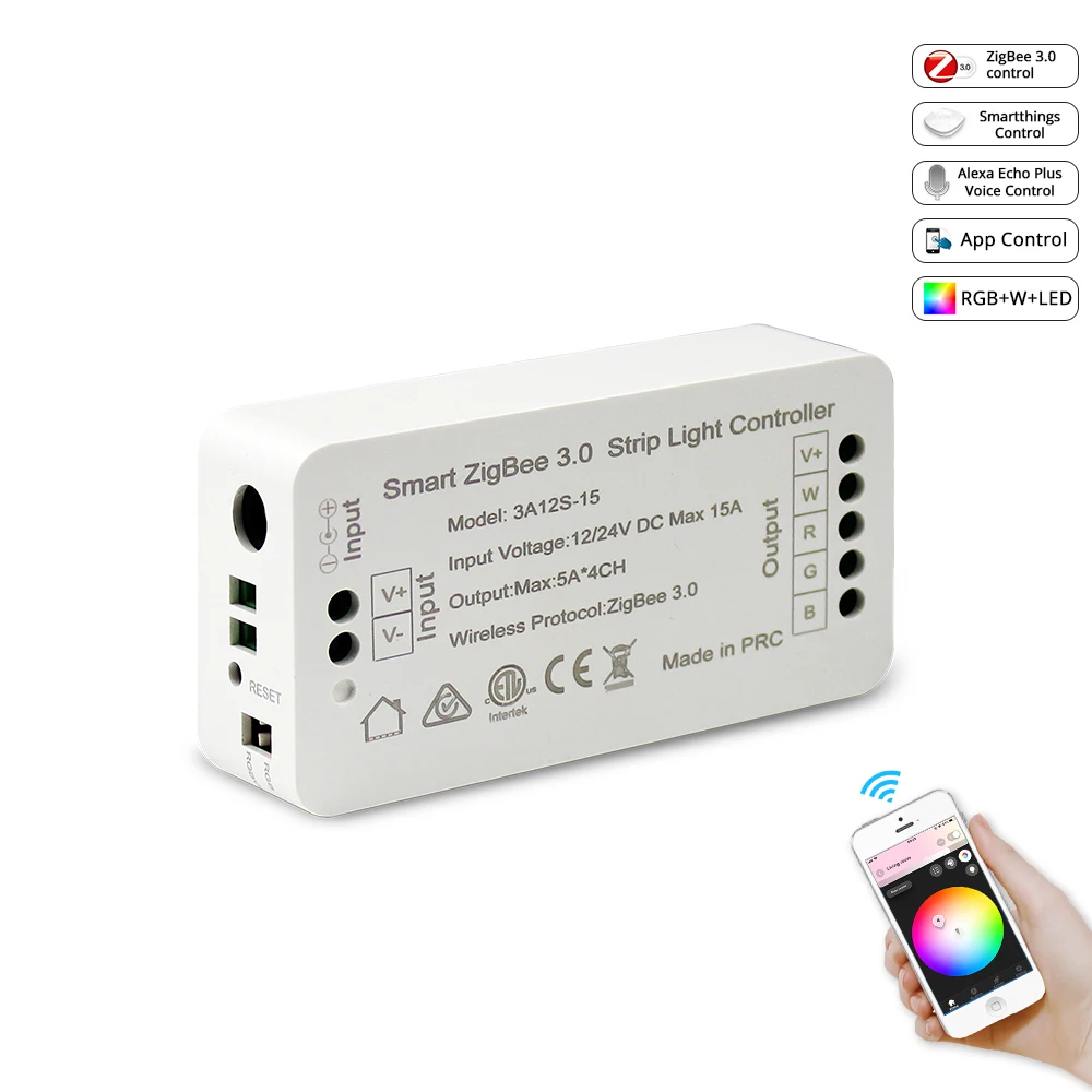 Zemismart Smart Strip Light Driver Zigbee 3.0 RGBW LED Strip Controller DC12V 24V APP Control  Work with Echo plus Smarthings