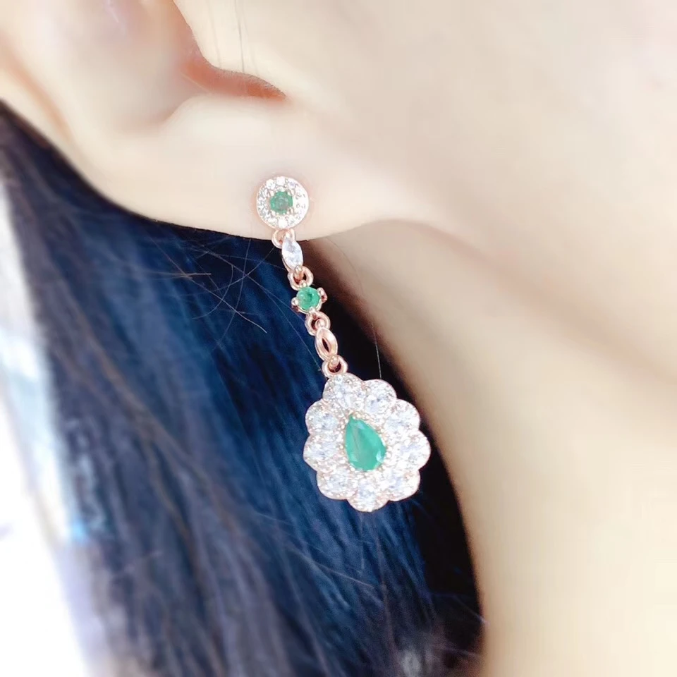 KJJEAXCMY fine jewelry natural Emerald 925 sterling silver women earrings new Ear Studs support test fashion hot selling