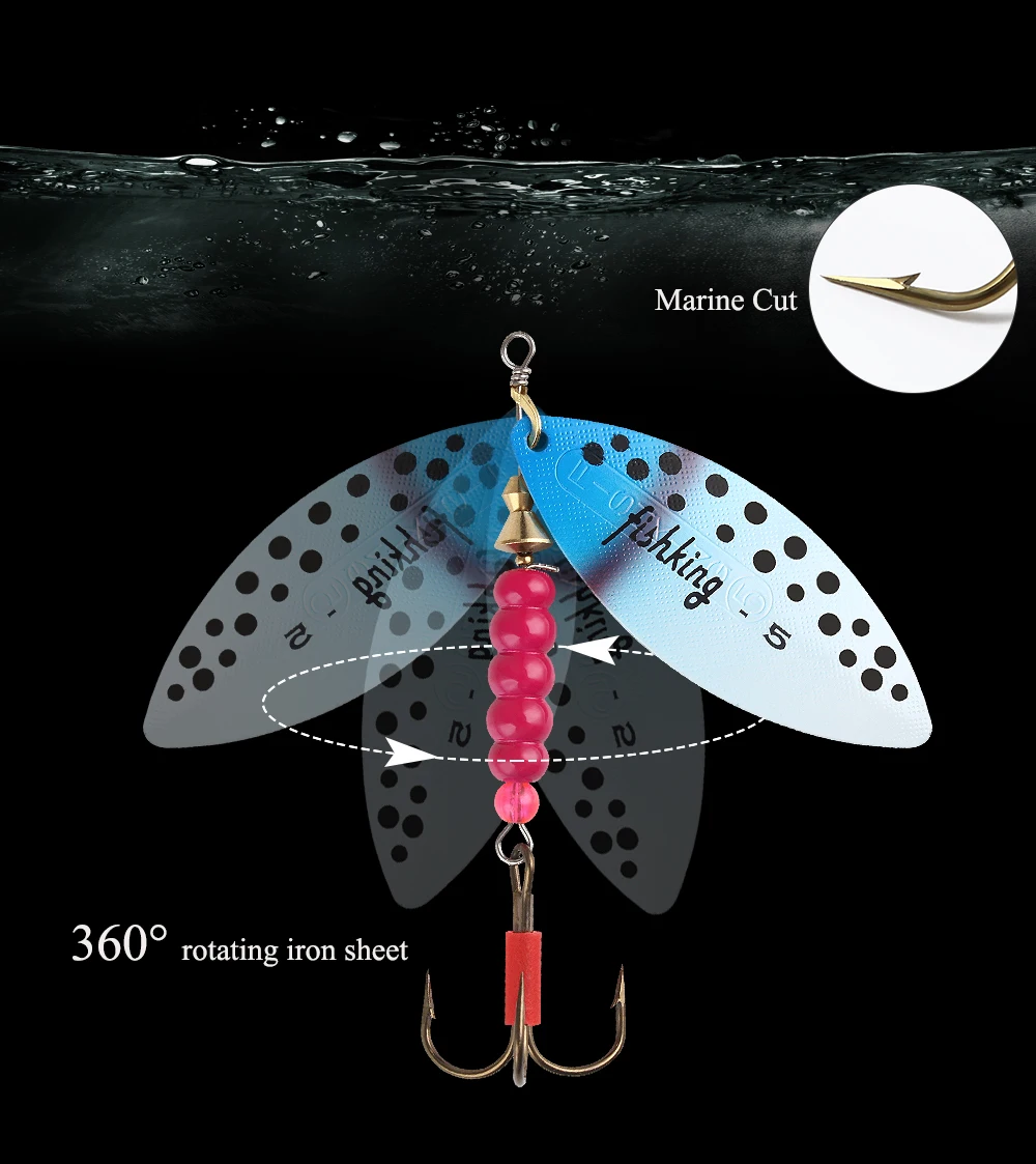 NGB Spinnerbait 4,4g 7,1g 12,6g 17,7g 26,2g Löffelköder für Hecht, Metallköder mit Dreifachhaken, Künstlicher Bass-Köder, Angelköder – Detail 1