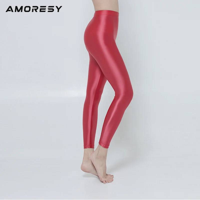 AMORESY new color M-3XL satin gloss opaque leggless pants shiny wet look tights sexy stockings Japanese slim high pants