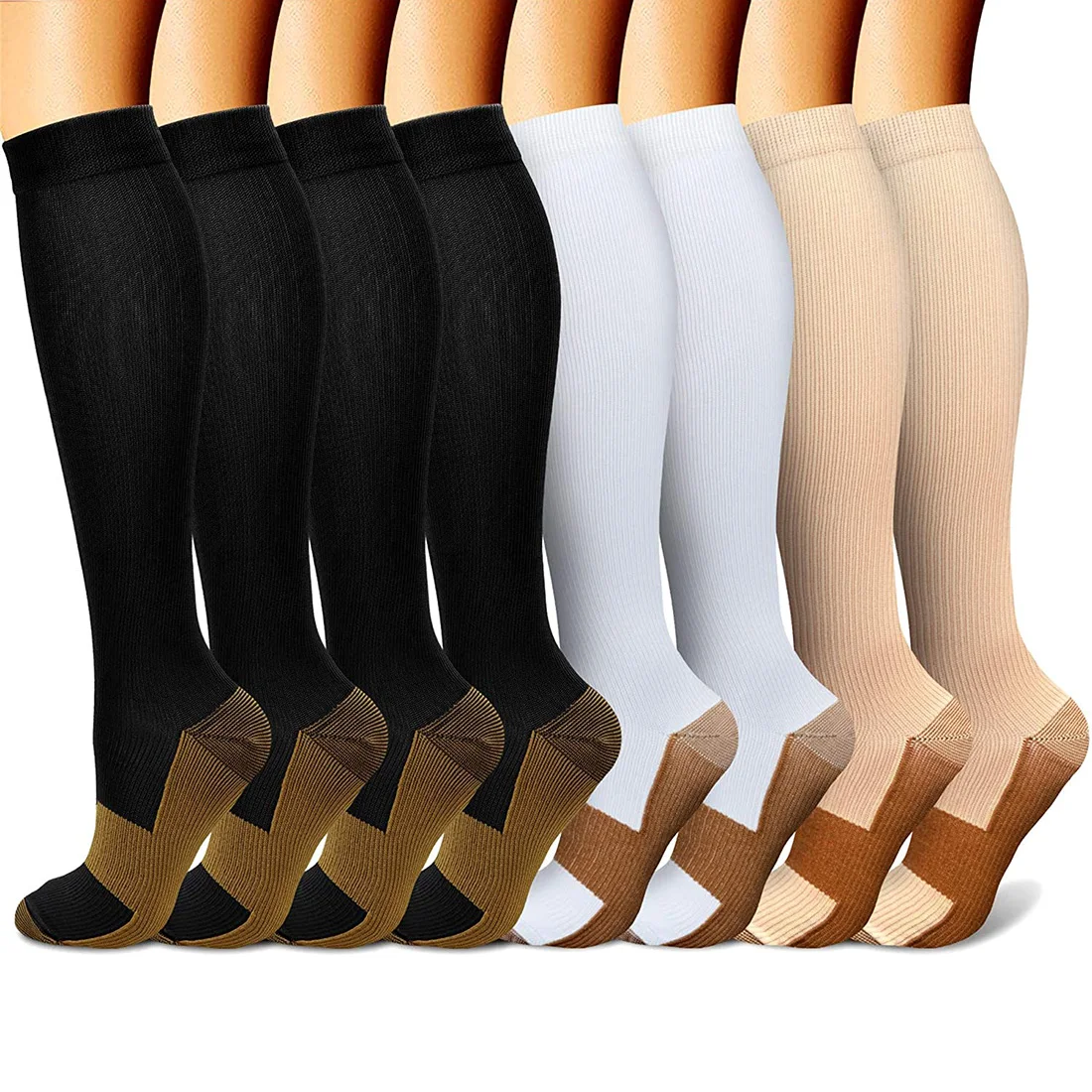 Compression Socks 3 or 6 Pairs Running Cycling Women and Men Compression Socks Hiking Cycling Compression Socks XXL XL S M