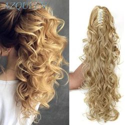 Azqueen Synthetische 20 Inch Fiber Claw Clip Golvende Paardenstaart Verlenging Clip-In Haar Pruik Voor Vrouwen