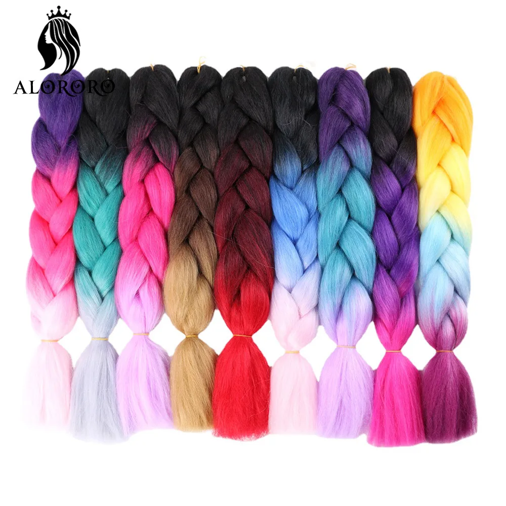 24นิ้ว Jumbo Braiding ผมยาวสังเคราะห์ Kanekalon สำหรับ Hair Extension 6/8ชิ้น/แพ็ค DIY สีฟ้าสีเหลืองสีแดงโครเชต์กล่อง Braids