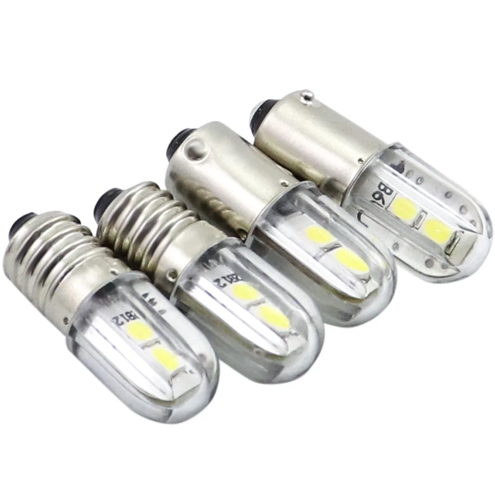 AMYWNTER E10 Ba9s Led 6V T4w 1w Indicator Light Bulb 6.3V 12V 24V 48V 60V 120V 230V 2835 4SMD Wholesale pack of 10