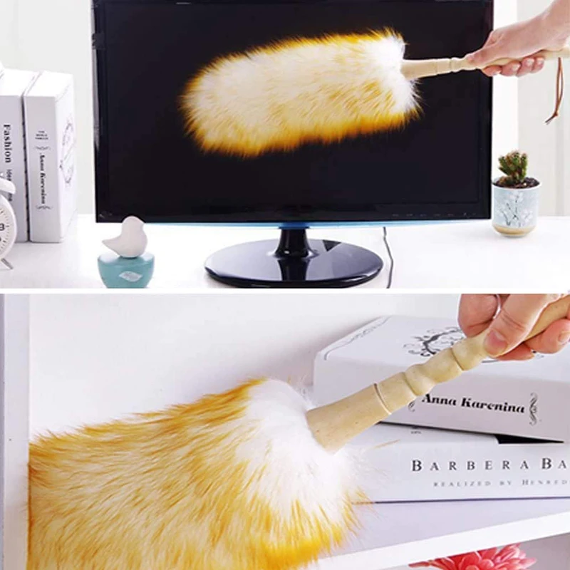 Dust Brush Household Feather Duster Dusting Cleaning Brush Wool Duster Brush Anti-static Cleaning Furniture Feather Duster 먼지털이