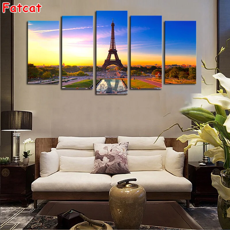 diy Diamond Painting Kits Paris Tower Diamond Embroidery Scenery Mosaic Paris Home Decoration Diamond Art 5pcs PP2775