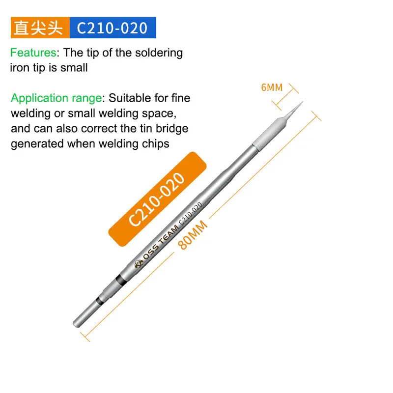 OSS Soldering Iron Tips Cartridges C210-018/C210-002/C210-020 Compatible With T210 Soldering Station Handle