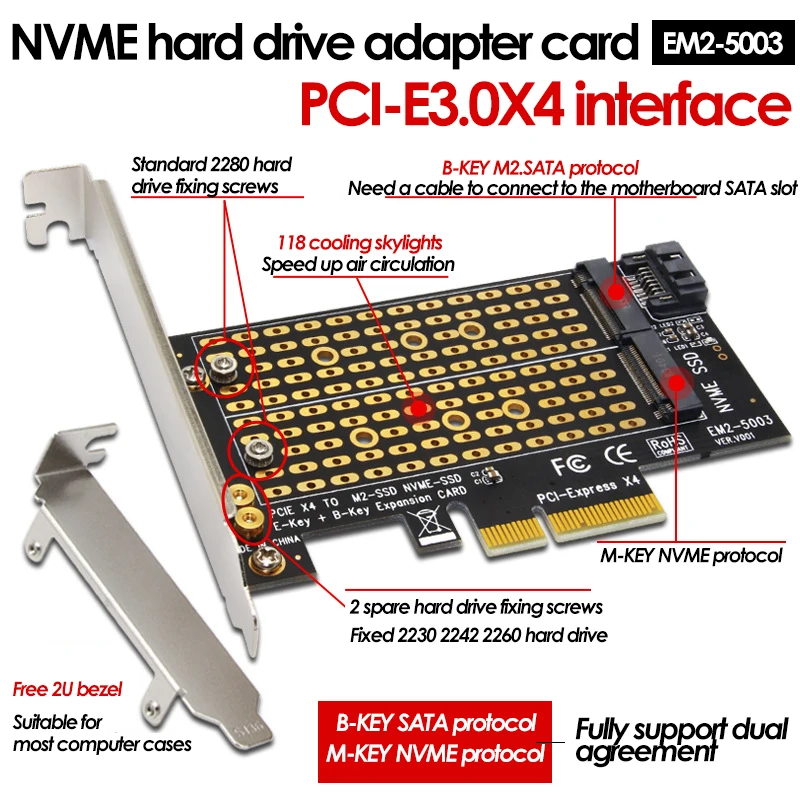 UTHAI Add On Card NVME Adapter Card M.2 To PCI-E 3.0X4 High Speed Computer Expansion Card M2 NGFF M Key SSD Conversion Card