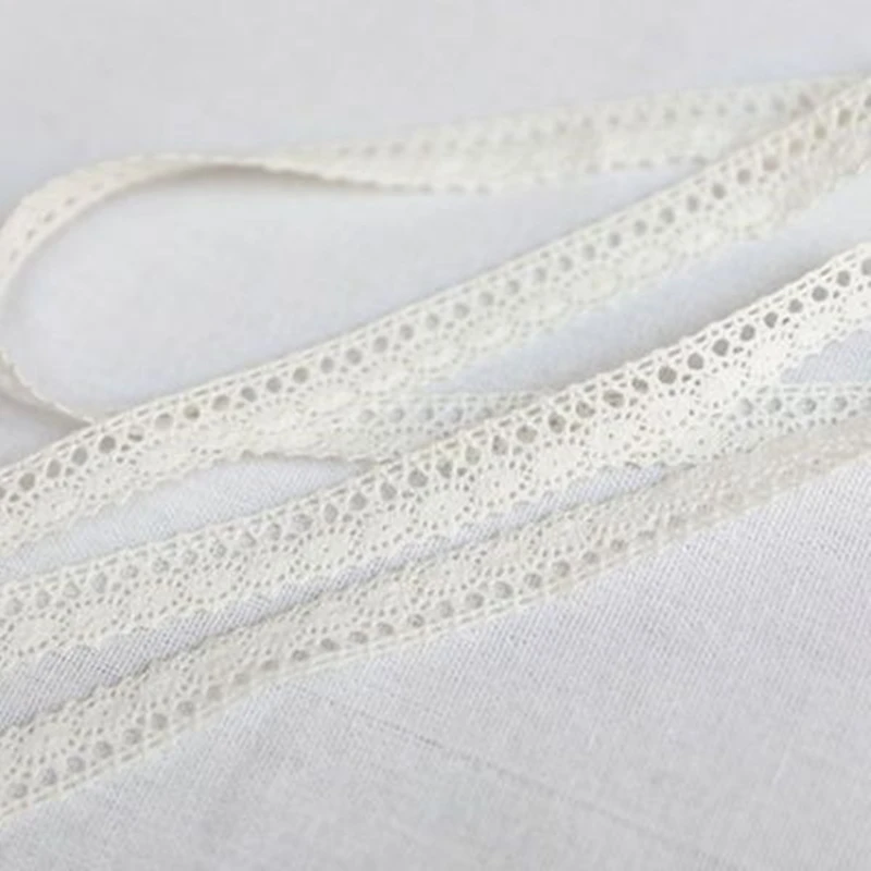 2/5/10Yards Beige Cotton Embroidered Lace Applique DIY Handmade Crafts Clothes Trim Ribbons Sewing Tulle Accessories Supplies