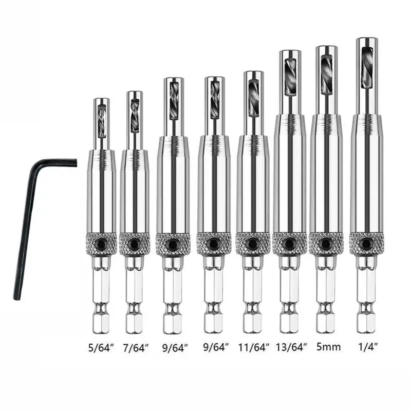 8/16 Pcs/set Self  Centering Hinge Drill Bit Door Cabinet Hinge Locating Hole Cutter Woodworking Tool HSS Center Drill Bit