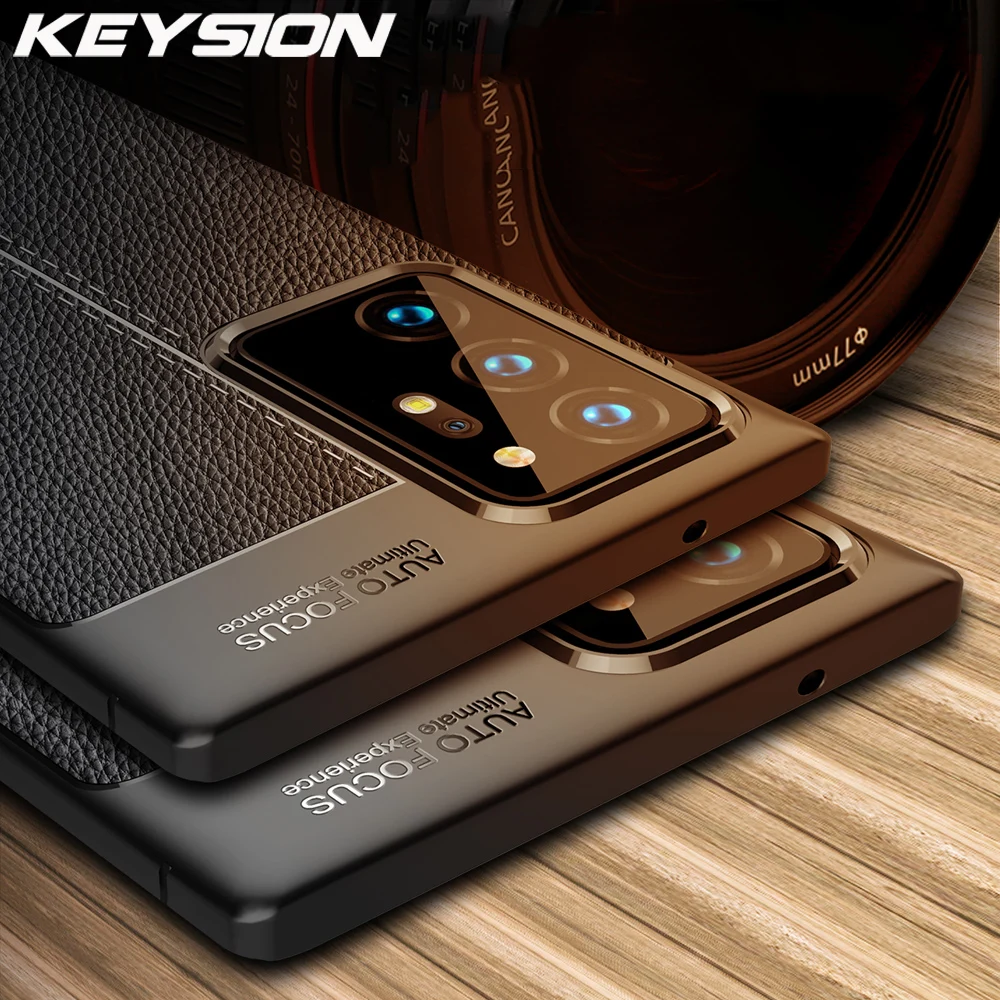 KEYSION Shockproof Case for Samsung Note 20 Ultra Luxury Leather Silicone Phone Back Cover for Galaxy S22 S23 S24 Ultra