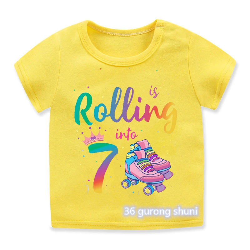 Newly Boys T Shirt Funny Skates Graphic Print 6th Birthday Gift Costume Fashion Hip Hop Girls T-Shirt Boys/ Girls Universal Tops