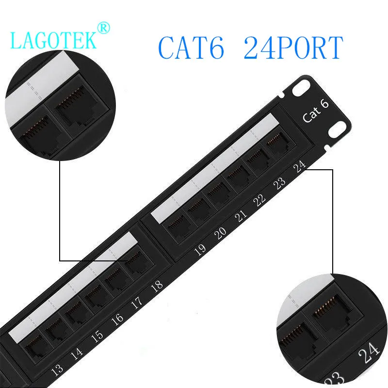 24 Ports CAT6 UTP Keystone Patch Panel 19 inch  1U cat6 Cable Frame Faceplate rj45 patch panel 24port