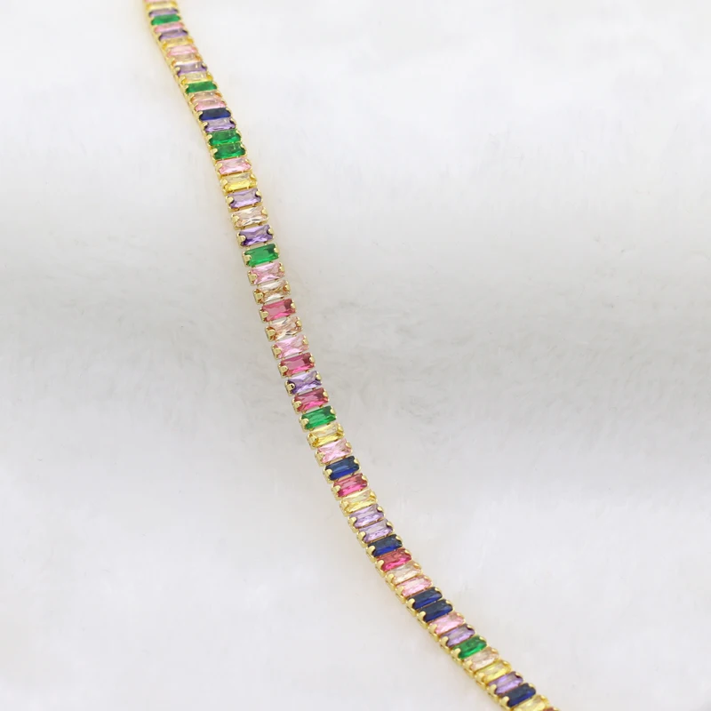 Collana girocollo colorata in oro da donna collana girocollo con catena da Tennis in zircone di cristallo arcobaleno lucido Dropshipping