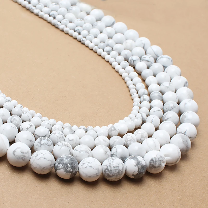 2/3/4/6/8/10/12mm Smooth Natural Howlite Stone Beads Round Loose Beads Diy Jewellery Making Bracelet Necklace 15\