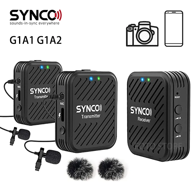 

SYNCO G1 G1A1 G1A2 Wireless Microphone System 2.4GHz Interview Lavalier Lapel Mic Receiver Kit for Phones DSLR Tablet camcorder