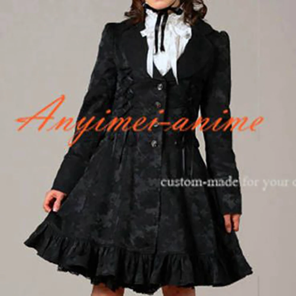 

fondcosplay sweet Gothic Lolita Punk Fashion black cotton Dress Coat Cosplay Costume CD/TV[CK1055]