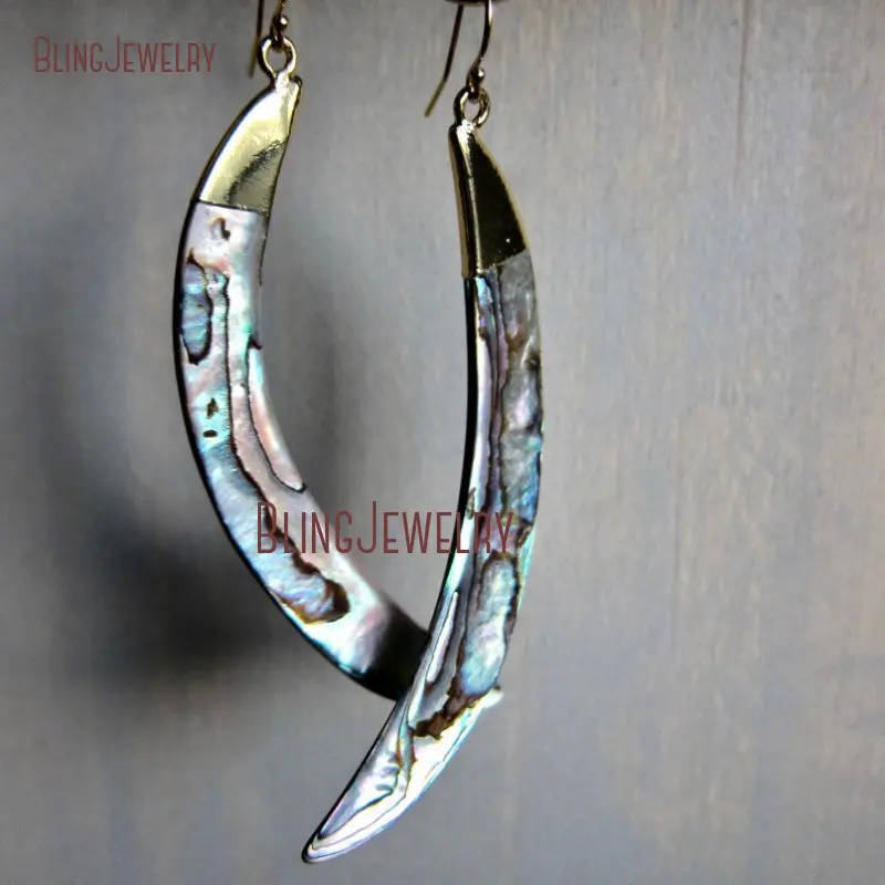 Abalone Long Boho Wedding Paua Shell Beachy Earrings  Dipped ER27821