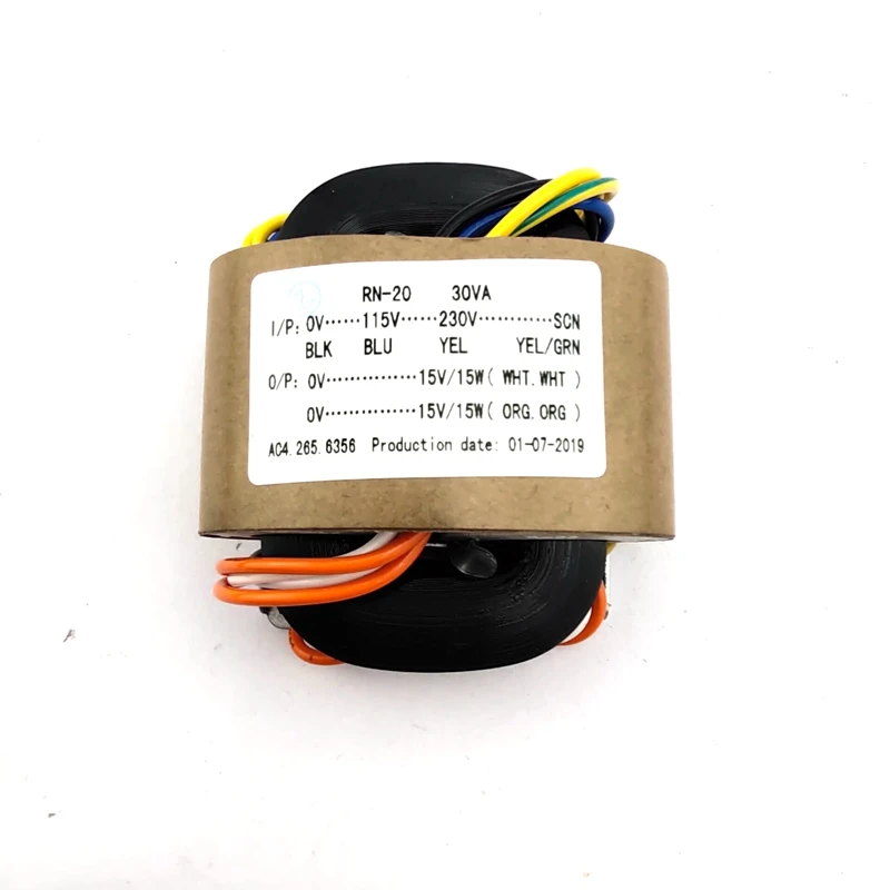 transformador de corrente R type power transformer 0-115V-230V 30W 15V+15V R cattle audio transformer copper wire transformador