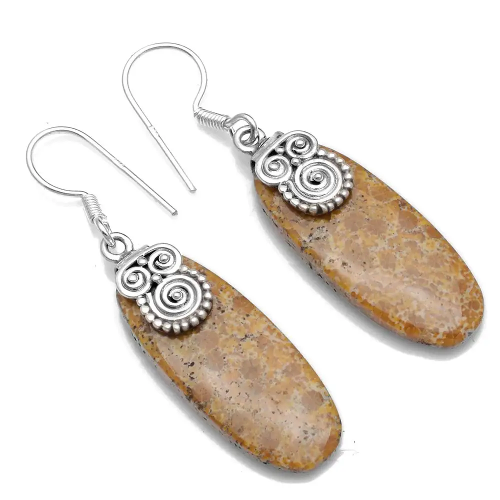 

Genuine Fosil Coral 925 Sterling Silver Earrings, 46.2 mm, 2SE0472