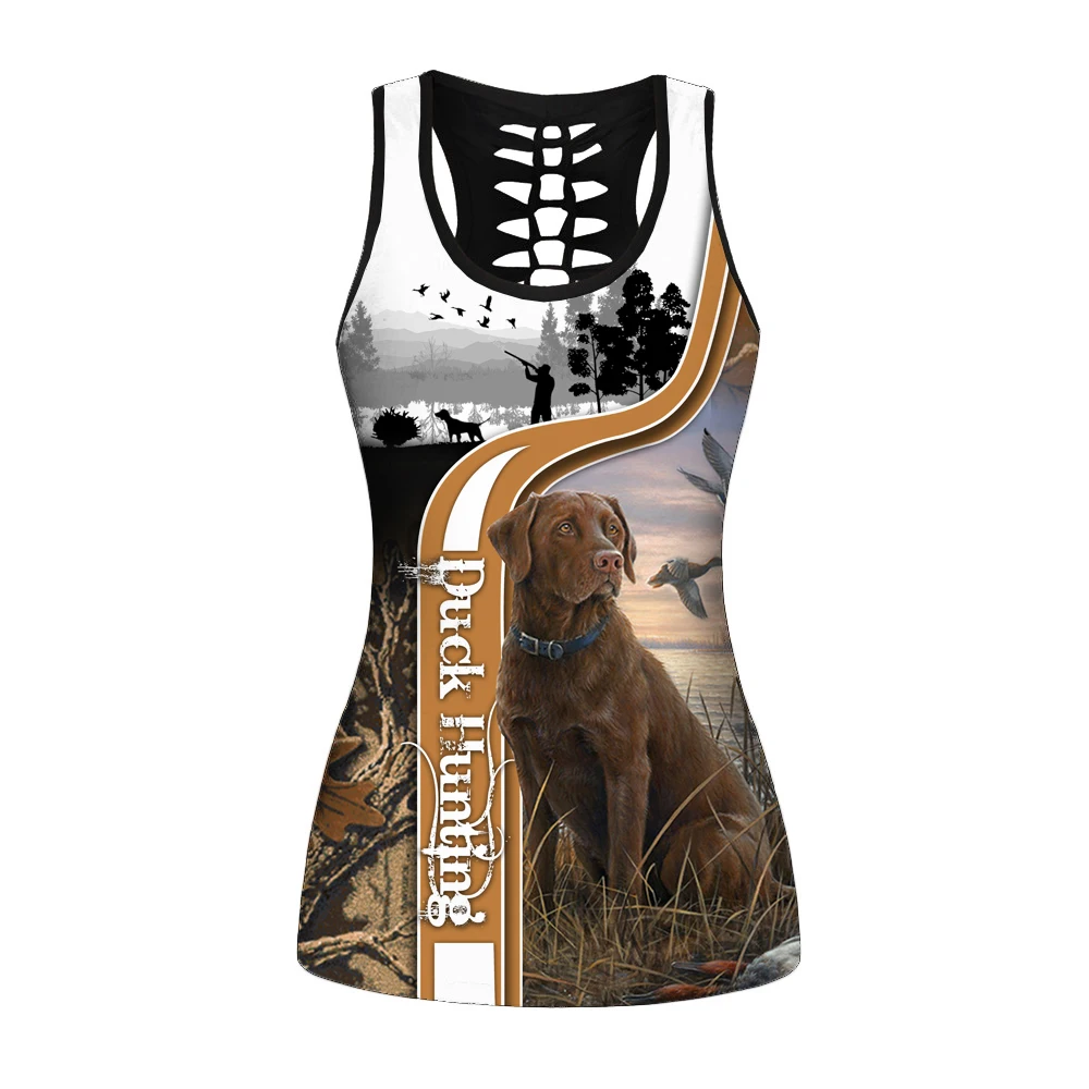 Duck hunting 3D Printed beach womens summer sexy tank tps Casual HOllow Out vest Women Fashion vest LK-004 Drop shipping