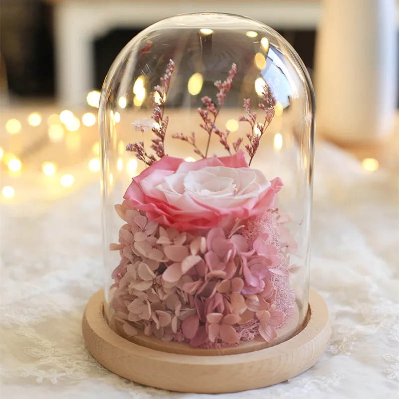 15*21cm Middle Size Glass Dome Vase Home Decoration Flat Log Base Transparent Cover DIY Friend Gift Wedding Live Prop