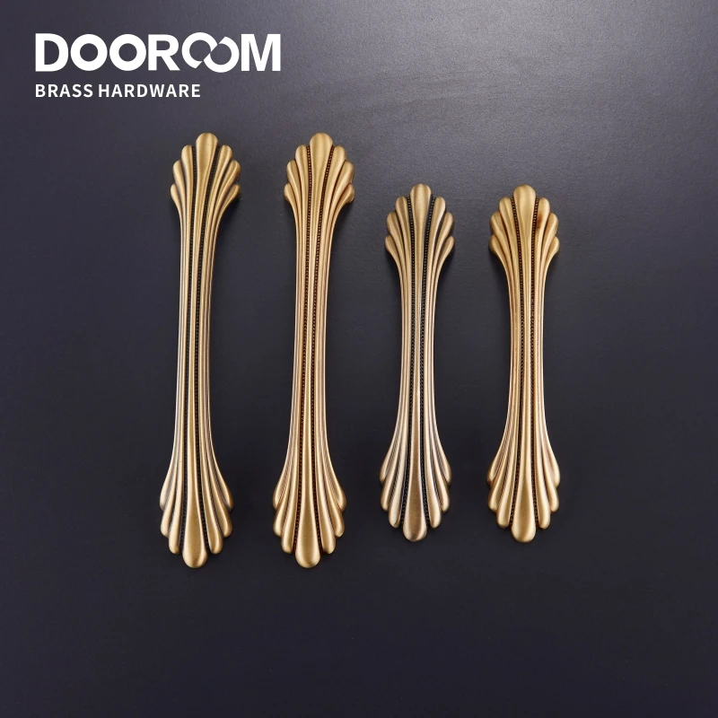 Dooroom Brass Handles New European American Diplopore Stripe Wardrobe Dresser Cupboard Cabinet Drawer Shoe Box Furniture Pulls