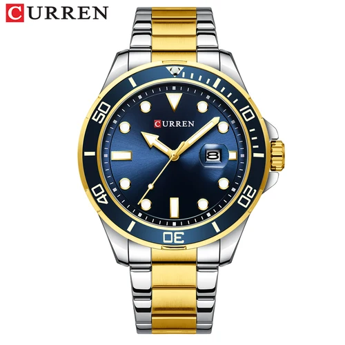 Imagen 2 del producto CURREN-Reloj de acero inoxidable para hombre, nuevo accesorio de pulsera de cuarzo resistente al agua con mecanismo automático, complemento masculino de marca de lujo de marca de la serie Green Water Ghost, 2021